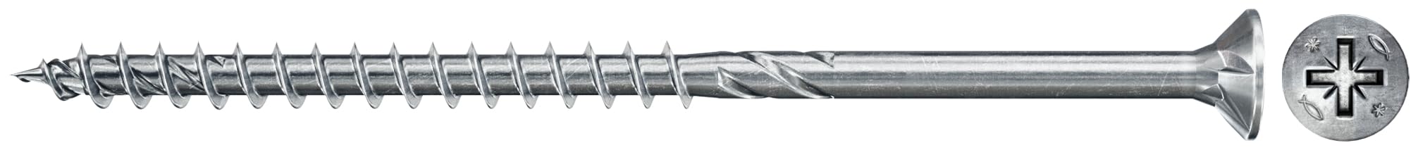 fischer 500 x Chipboard Screws Power-Fast II 5.0 x 60 Countersunk Head with Phillips Partial Thread Galvanised Blue Passivated (Item No. 670424)