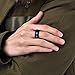 King Will Duo Mens 10mm Black Matte Finish Tungsten Carbide Ring Blue Beveled Edge Wedding Band