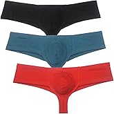 JAXFSTK Men's Cotton Bikini Thong Mini Boxer Briefs Underwear Contour Pouch Brazilian Bikini Briefs