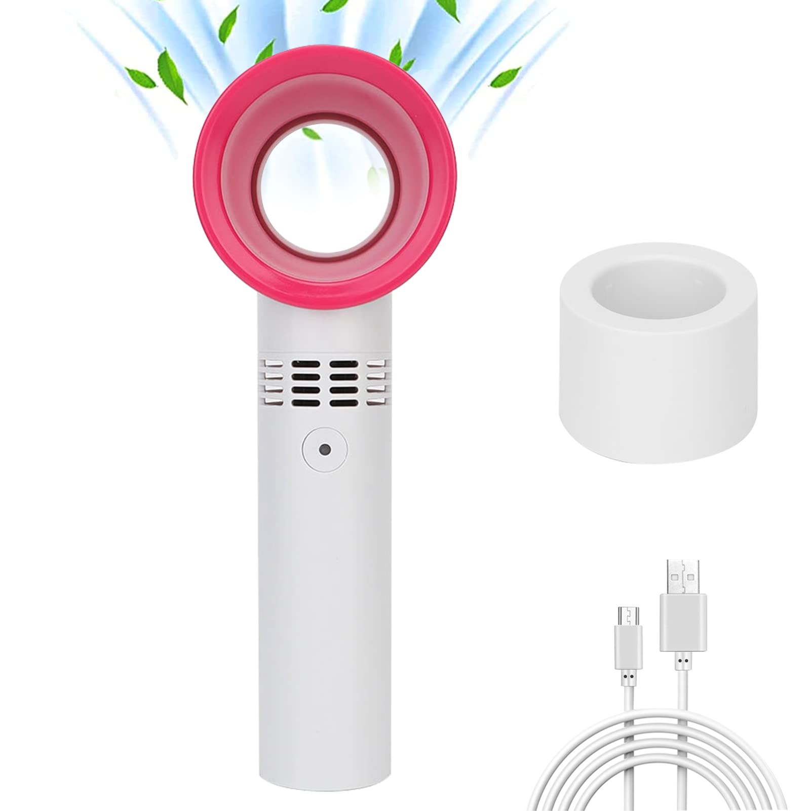 Agatige Mini Portable Fan, USB Rechargeable Handheld Bladeless Cooling Dryer Air Conditioning Blower Essential Eyelash Extension Supplies with Weight Base for Dries Eyelash Extensions Glue