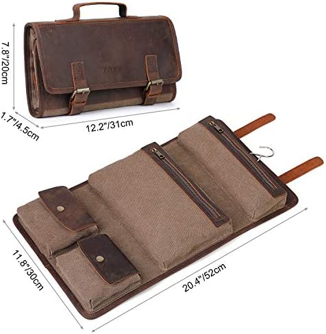 S-ZONE Mens Toiletry Organizer Bag Leather Travel Dopp Kit Hanging Case Great Gift Idea 2 S-ZONE Mens Toiletry Organizer Bag Leather Travel Dopp Kit Hanging Case Great Gift Idea