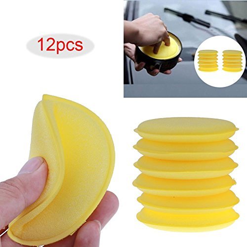 Whitelotous 12pcs/lot Car Foam Waxing Pads Applicator Clean Tool Paint Polish Vehicle Sponge Yellow