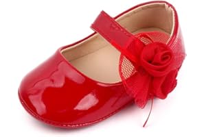 SABATUTU Infant Baby Girls Princess Wedding Dress Mary Jane Flats,Toddler Soft Sole Prewalker Sparkly Lightweight Shoes
