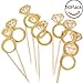 Kakasogo 50PCS Newest Wedding Bridal Shower Gold Glitter Diamond Ring Cupcake Cake Topper Picks for Marriage Engagement Anniversary Birthday Valentines Party Cake Decor