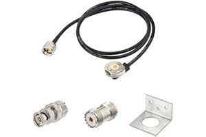 Superbat Vehicle Radio NMO Antenna L-Bracket Mount UHF PL-259 RG58 Extension Cable 1m 3ft with SO239 to BNC Adapter SO239 Cou