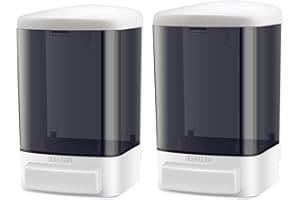 CATTREES Wall Mounted Soap Dispenser Bathroom Kitchen Hand Soap Dispenser Commercial Soap Dispenser Refillable for Liquid Containers Shampoo Gel Chamber Plastic-(2 Pack (Manual 1000ml/33.8 oz)