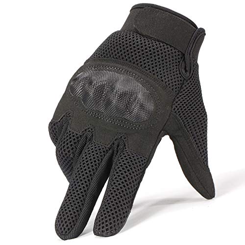 JIUSY Military Shooting Hard Knuckle Tactical Gloves for Airsoft Paintball Motorcycle Cycling Riding Hunting Hiking Army Combat Touch Screen Full Finger Gloves Size Black X-Large B20