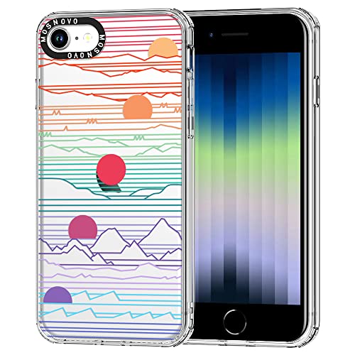 MOSNOVO Case for iPhone SE, iPhone 8 & iPhone 7, [Buffertech 6.6ft Military-Grade Drop Protection] [Anti Peel Off Tech] Clear TPU Bumper Phone Case Cover Design - Sunrise and Sunset