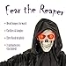 Halloween Haunters Animated Hanging Talking Jumping Forward Moving Skull Skeleton Reaper Prop Decoration - Speaks 3 Spooky Phrases, LED Light Up Eyes, 3 Feet, Haunted House Graveyard Party Entryway