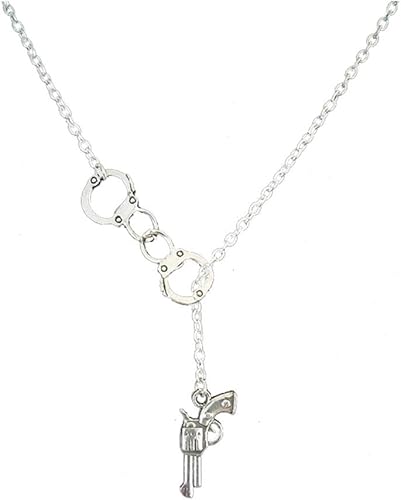 Amazon Kakokao 手錠とピストルのネックレス ユーチューブニセックスギフト 銃のネックレス リボルバーのネックレス シンプルなネックレス 小さな銃のネックレス ネックレス 通販