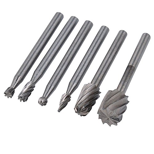 Noblik 6PCS HSS Rotary Multi Tool Burr Routing Router Bit Mill Cutter Attachment for