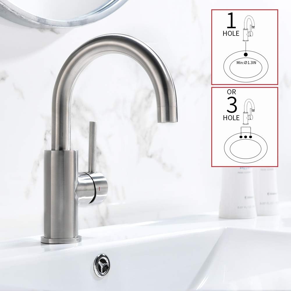 Bar Sink Faucet Crea Stainless Steel Farmhouse Bathroom Lavatory Sink Faucet Mixer, Small Kitchen Faucet Tap Brushed Nickel - - 
