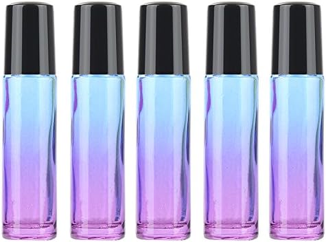 Glass Roller Bottles - 5pcs/Set 10ml Gradient Color Thick Glass Roll On Essential Oil Empty Perfume Bottle Roller Ball