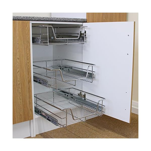 KuKoo-2-x-Kitchen-Pull-Out-Soft-Close-Baskets-600mm-Wide-Cabinet-Slide-Out-Wire-Storage-Drawers KuKoo 2 x Kitchen Pull Out Soft Close Heavy Duty Baskets, 600mm Wide Cabinet, Slide Out Wire Storage Drawers, Pull-Out…