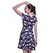 Fancyqube Women's Summer Short Sleeve Cute Sloth Print Flare Dress Navy Blue XL