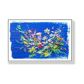 Framed Canvas Home Artwork Decoration Oil Flowers Canvas Wall Art for Living Room, Bedroom - 16x24 inches