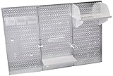 Wall Control Pegboard Organizer 4 ft. Metal Pegboard Standard Tool Storage Kit with Galvanized Toolboard and White Accessories