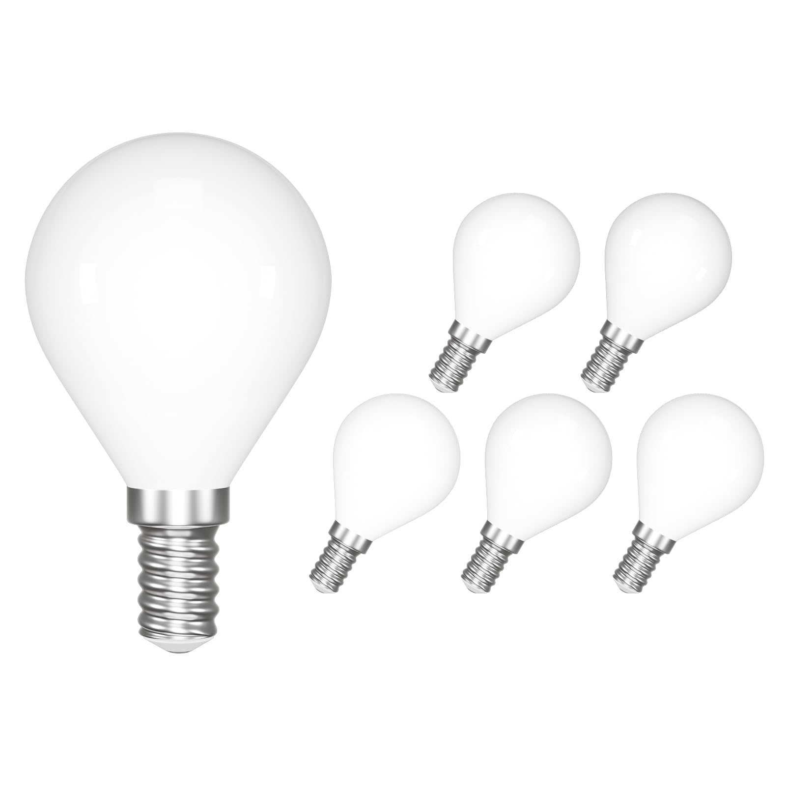 ENUOTEK E14 LED Light Bulb 4W 540Lm Cold White 6000K, Small Edison Screw SES G45 LED Filament Golf Ball Bulbs, 40W Equivalent Incandescent Lighting, Not Dimmable, Class D Energy Efficiency Pack of 6