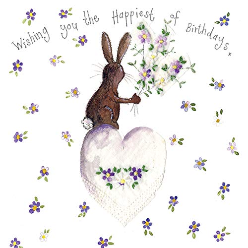 Alex Clark Bunny Birthday Card - Rabbit - Floral - Flowers - Nature - Cards For Birthday - Designed and Printed in the UK…