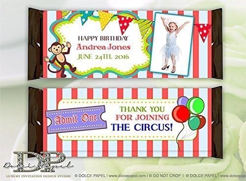 10 Circus Party Boy or Girl Themed Party Favors Large Hershey Candy Bar Wrappers