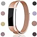 Maledan Metal Bands Compatible with Fitbit Alta and Alta HR, Stainless Steel Milanese Loop Replacement Accessories Bracelet Strap with Unique Magnet Lock for Fitbit Alta/Alta HR, Rose Gold, Small
