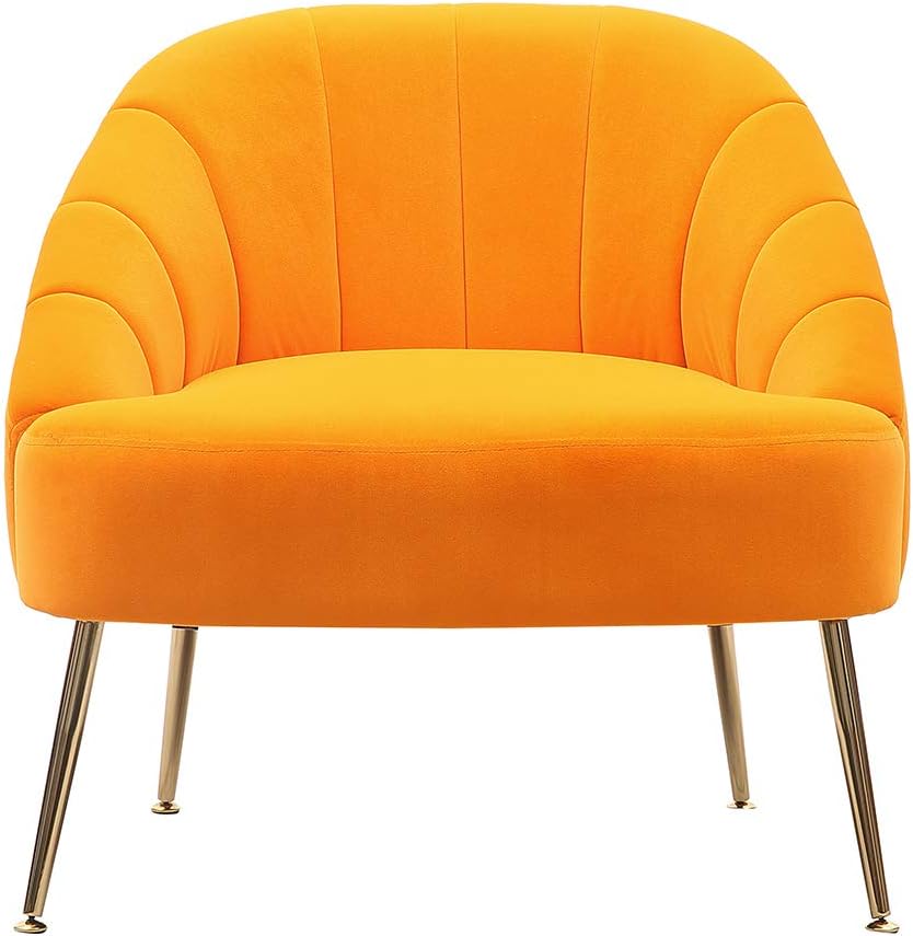 INMOZATA Armchair Comfy Velvet Accent Tub Chair in Orange Occasional