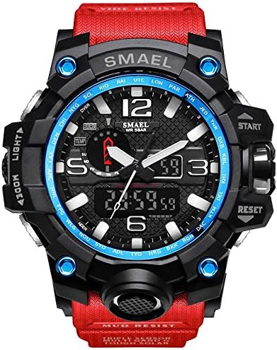 IBANSE Men's Military Sport Digital Waterproof Watch Dual Electronic Quartz Movement Green Band Back Light