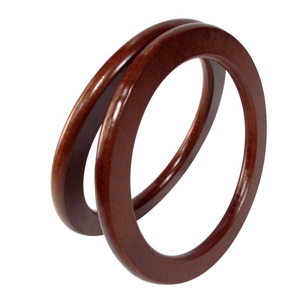NUOBESTY Wooden Round Handbag Handles 5.12 Inch Natural Wood DIY Purse Rings 2Pcs Smooth Surface Accessories for Tote Bags Craft