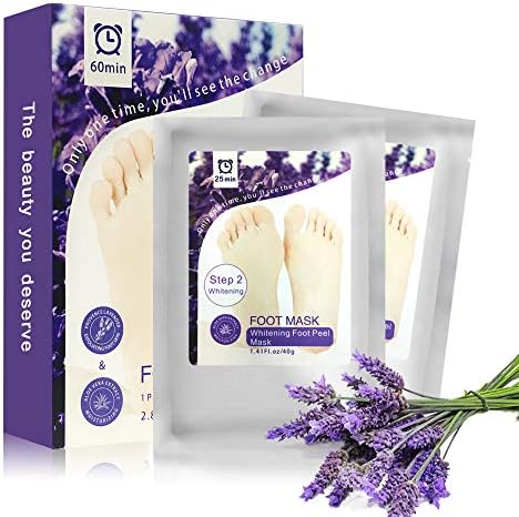 Vanelc 2 Pairs Exfoliating Foot Peel Mask,Peeling Away Calluses Dead Skin Remover for Feet in 1-2 Weeks- Repair Rough Heels - Lavender for Men Women