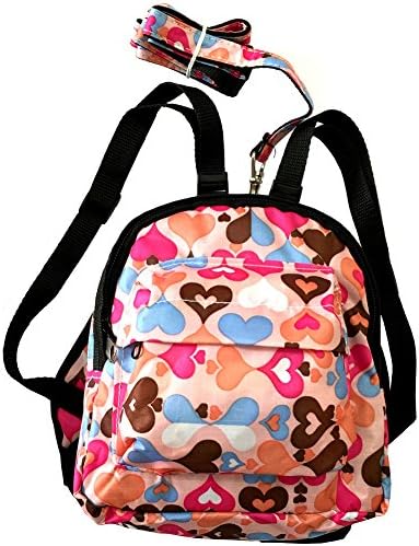Grpet Pet Backpack Snacks Carrying Bag for Small Medium Dog Puppy with Leash Colorful Hearts (S, NO.3)