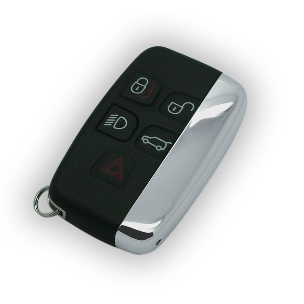 BROVACS Replacement Key Shell + Uncut Blank Emergency Insert Key Compatible with LAND ROVER Range Rover JAGUAR 5 Button Smart Keyless Entry Remote Key Case Fob PG705N