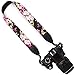 Wolven Pattern Cotton Camera Neck Shoulder Strap Belt Compatible with All DSLR/SLR/Men/Women etc, Black Flower