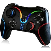 AURITHYX Switch Pro Controllers Compatible with Nintendo Switch/Lite/OLED/PC, Switch Controller with Dual Vibration/Gyro Axis/Turbo/Programmable/RGB Lighting, Ergonomically Designed Precise Joystick(Black)