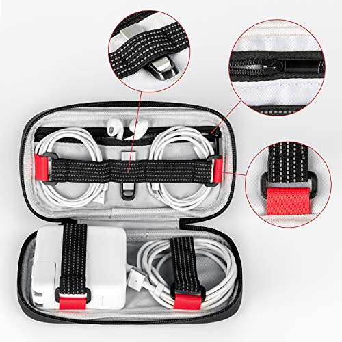 Comfyable Mini Cord Organizer Bag, Power Cord Holder Bag, Travel Cable Storing Case for Wires Electronic Accessories, Electrical Cord Storage, Cable Wire Pouch - Dark Gray - Thumbnail 2