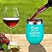 Wine Goes In Wisdom Comes Out - LEADO 12 oz Stainless Steel Wine Tumbler with Lid and Straw, Insulated Stemless Novelty Sippy Cup, Perfect Gift Idea for Adults (Mint)