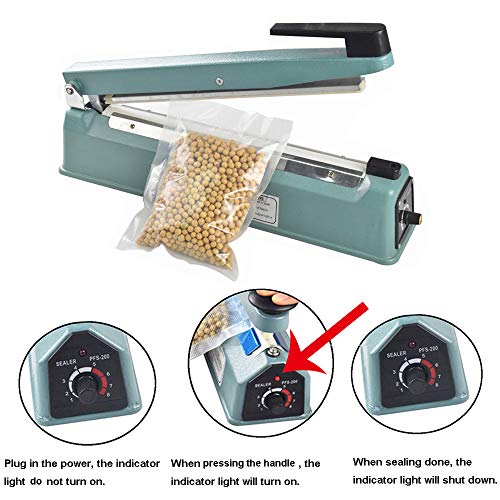 Konmee 12 inches Impulse Manual Hand Bag Sealer Heat Sealing Machine for Mylar and Cereal Bags Plastics Bags Polythene with Extra Replacement Element Grip