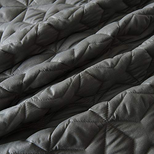 Exclusivo Mezcla 3-Piece King Size Quilt Set with Pillow Shams, as Bedspread/Coverlet/Bed Cover(Rhombus Steel Grey) - Soft, Lightweight, Reversible& Hypoallergenic - Thumbnail 6
