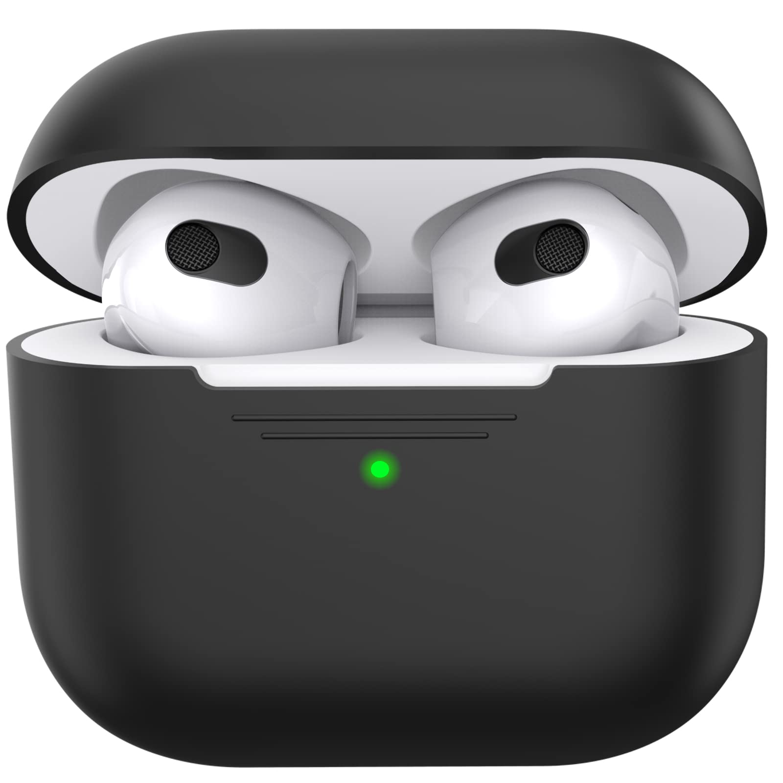 AhaStyle Airpods 3 Case Cover, Soft Silicone Protective Case Compatible with AirPods 3rd Full Body Shockproof Covers for Apple AirPods 3rd Generation 2021 (Black)