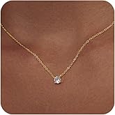 HERIER Diamond Pendant Necklace for Women, Dainty Gold Necklace 18k Gold Plated Paperclip Choker Necklaces Cute Open Oval Necklaces Simple Gold Necklace Jewelry Gifts for Women Trendy