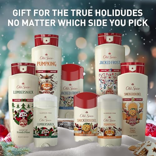 OLD SPICE BODY WASH FOR MEN, HOLIDUDES HOLIDAY EDITION, 24/7 HOLIDAY FRESHNESS, LASTING SCENT AND RICH LATHER, STOCKING STUFFER, LUMBERSNACK WITH FRESH PINE SCENT, 16 OZ