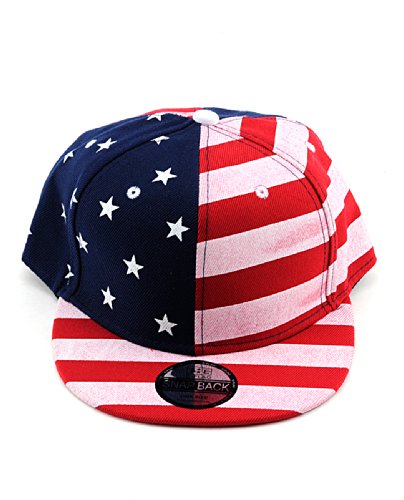 NYFASHION101 Unisex America Flag Print USA Flat Bill Adjustable Snapback Cap