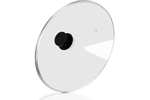 KOMOKERU Pan Lid 12 Inch - Tempered Glass Pot Lid - Replacement Pan Cover for Cast Iron Skillets, Frying Pans, Pots and Wok, Heat Resistant Handle