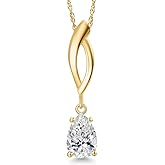 Gem Stone King 10K Yellow Gold 7X5MM Pear Shape Gemstone Birthstone Infinity Pendant Necklace For Women | Gold Necklace For Women | With 18 Inch Gold Chain