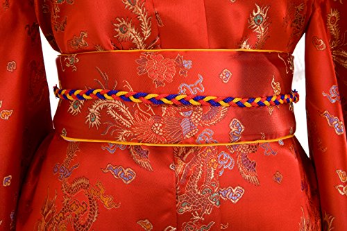 Old-to-new Women's Traditional Japanese Brocade Kimono Robe Dragon Print Red - Thumbnail 2