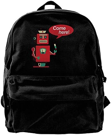 Canvas Cycling Hiking Backpack, Robot Durable Outdoor Travel Backpack Daypack