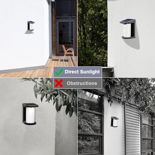 QQARORSUN Solar Outdoor Wall Light, Motion Solar Security Welcome Light Dusk to Dawn, Modern Wireless Wall Sconce Waterproof, Outside Solar Porch Lights for House Patio Fence, 1-Pack