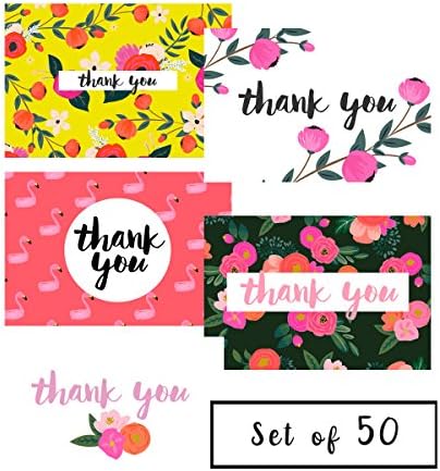 Thank you cards Tropical Print (set of 50 FLAT cards)