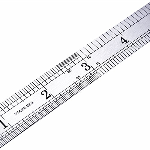 Shuxy 6" Stainless Steel Ruler Metal Ruler with Convenient Storage Case - Perfect Straight Edge For Office Easy Measurements - 20mm Wide x .0.5mm Thick Pack of 6