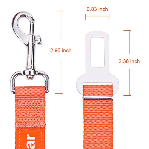 Vastar 2 Packs Adjustable Pet Dog Cat Car Seat Belt Safety Leads Vehicle Seatbelt Harness, Fluorescence Orange