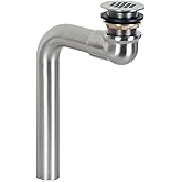 Offset Grid Drain Without Overflow, Polished Chrome Finish – Flat Strainer Design, Fits Standard Bathroom Sink Drain, Non-Clo